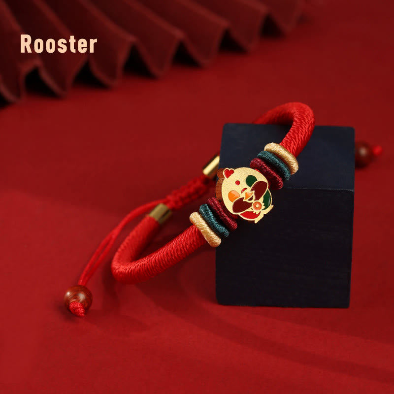 Buddha Stones Handmade 925 Sterling Silver Year of the Dragon Chinese Zodiac Luck Braided Red Bracelet