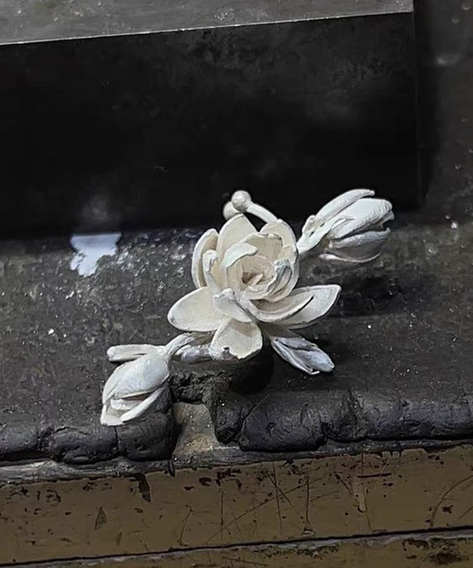 Modern White Sterling Silver Stud Earrings