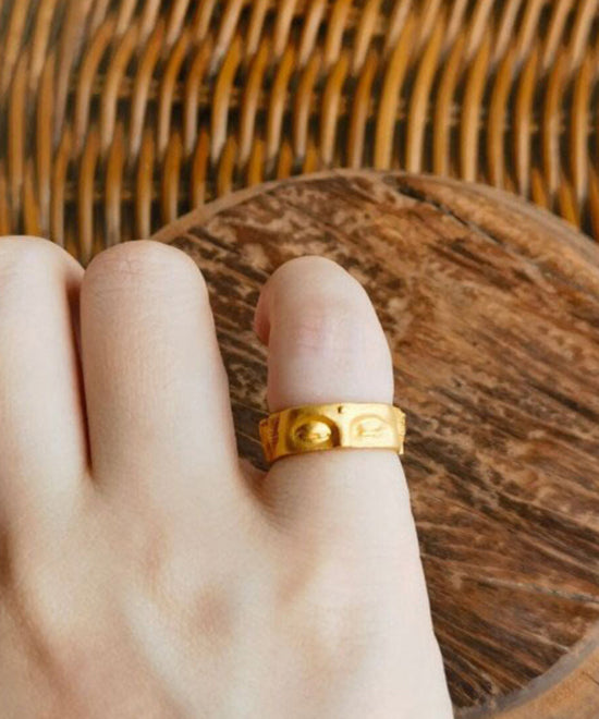 Handmade Retro Buddha Head 14k Gold Ring