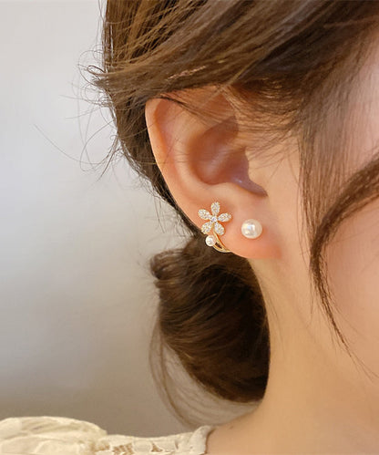 Handmade White Zircon Pearl Hoop Earrings