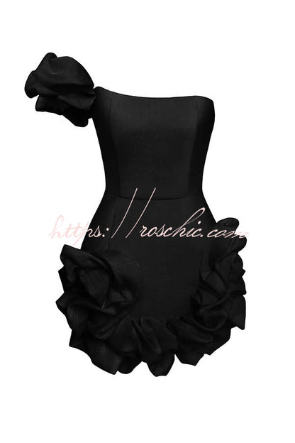Delightful and Vibe Off Shoulder Flounce Bottom Mini Dress