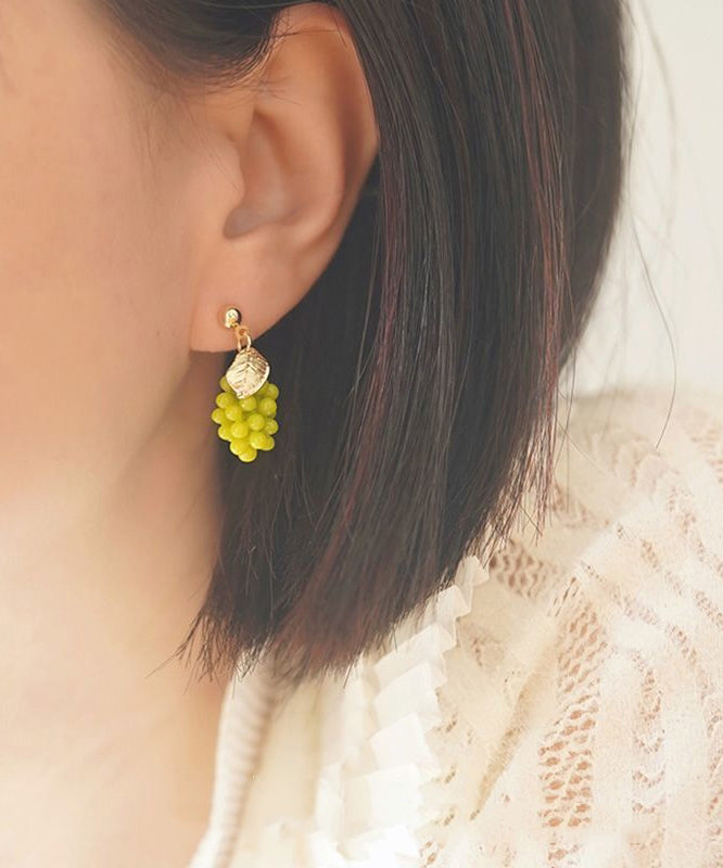 Diy Green Sterling Silver Overgild Grape Drop Earrings