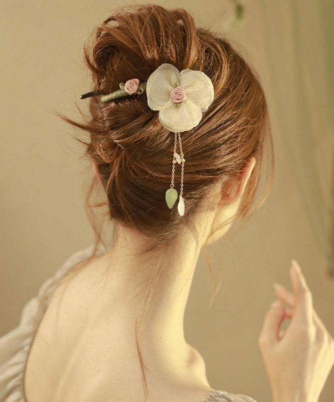 Boutique Tulle Pearl Plastic Tassel Hairpin