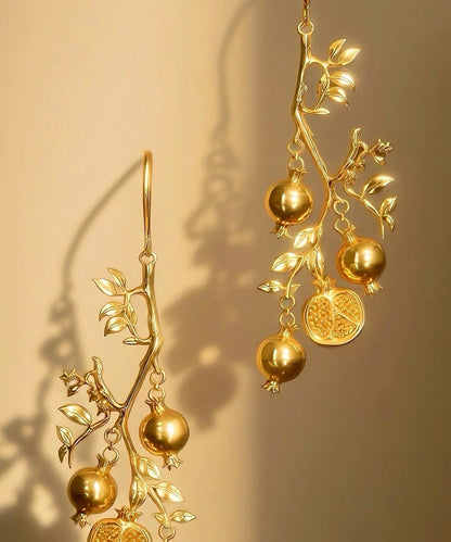 Diy Gold Copper Alloy Pomegranate Drop Earrings