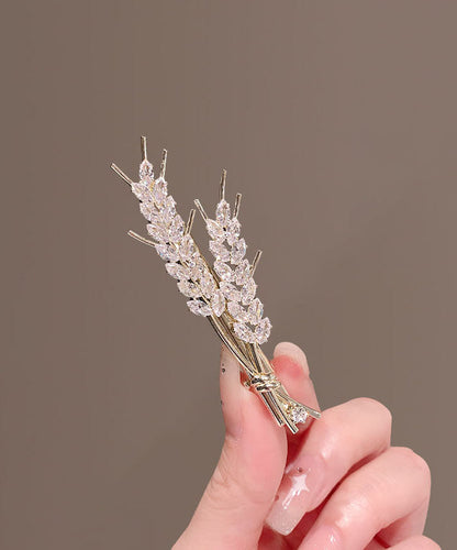 Style White Zircon Wheat Ears Duck Mouth Hairpin
