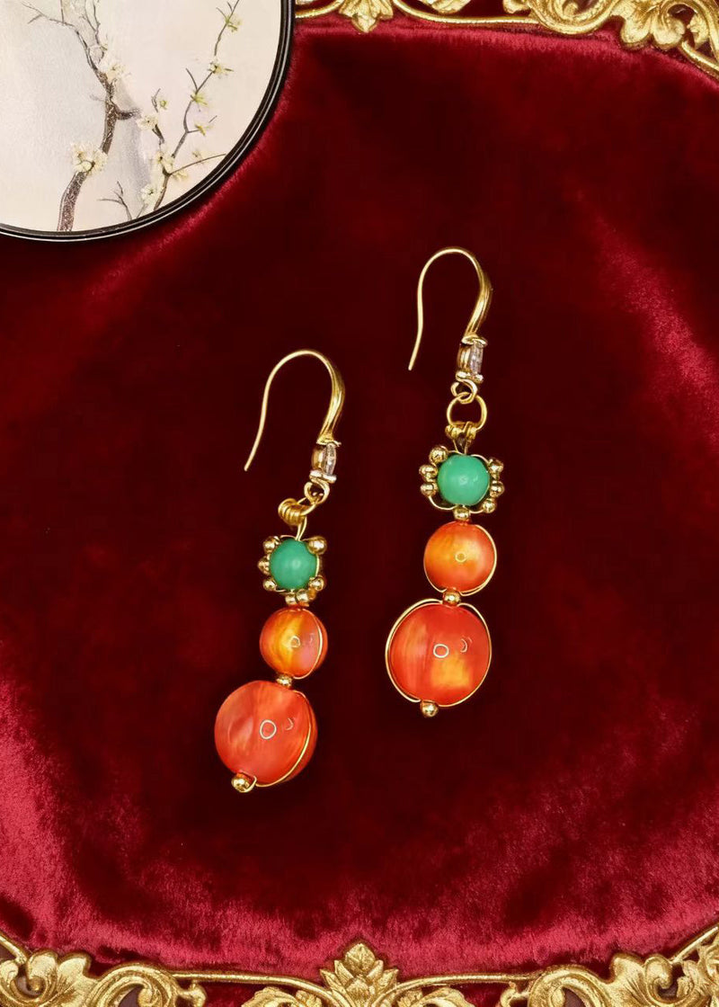 Boutique Orange Crystal Fine Turquoise Drop Earrings