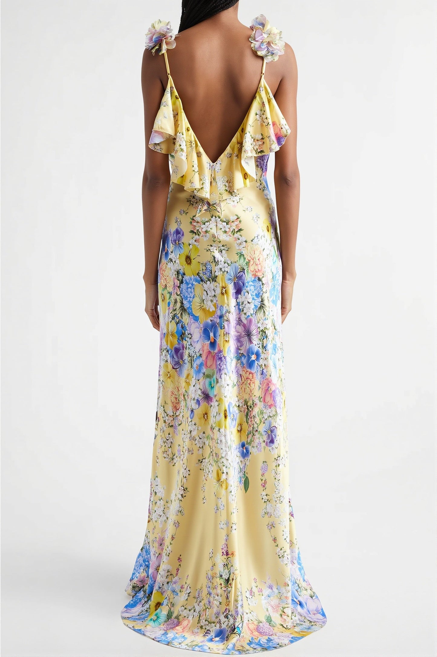Ruffle Strap Backless Maxi Dress