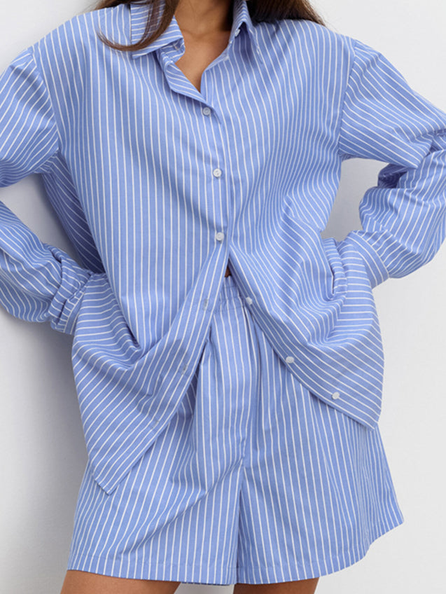 Striped Cotton Set Blouse