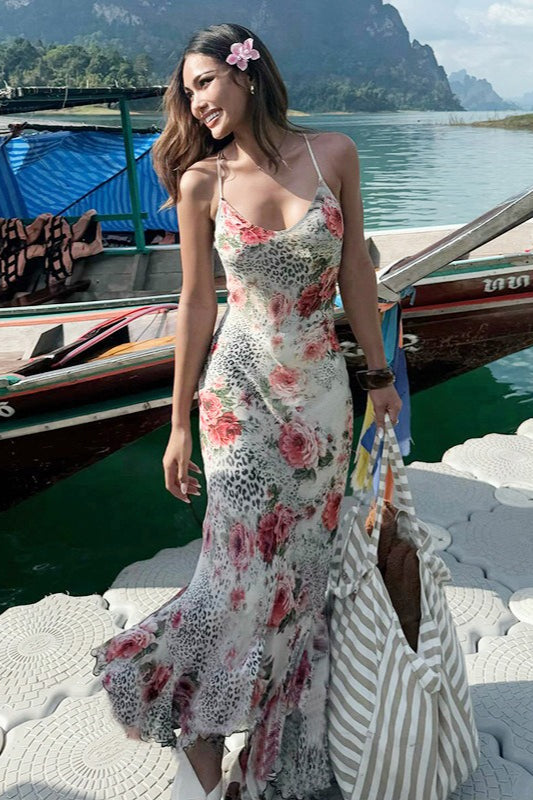 Leopard Backless Maxi Dress
