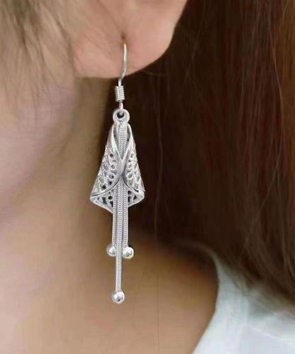 Silk Sterling Silver Aeolian Bells Tassel Drop Earrings