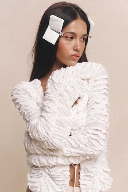 Cutout Tie-waist Long-sleeve Cardigan