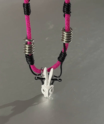 Simple Rose Alloy Hand Knitting Little Rabbit Pendant Necklace