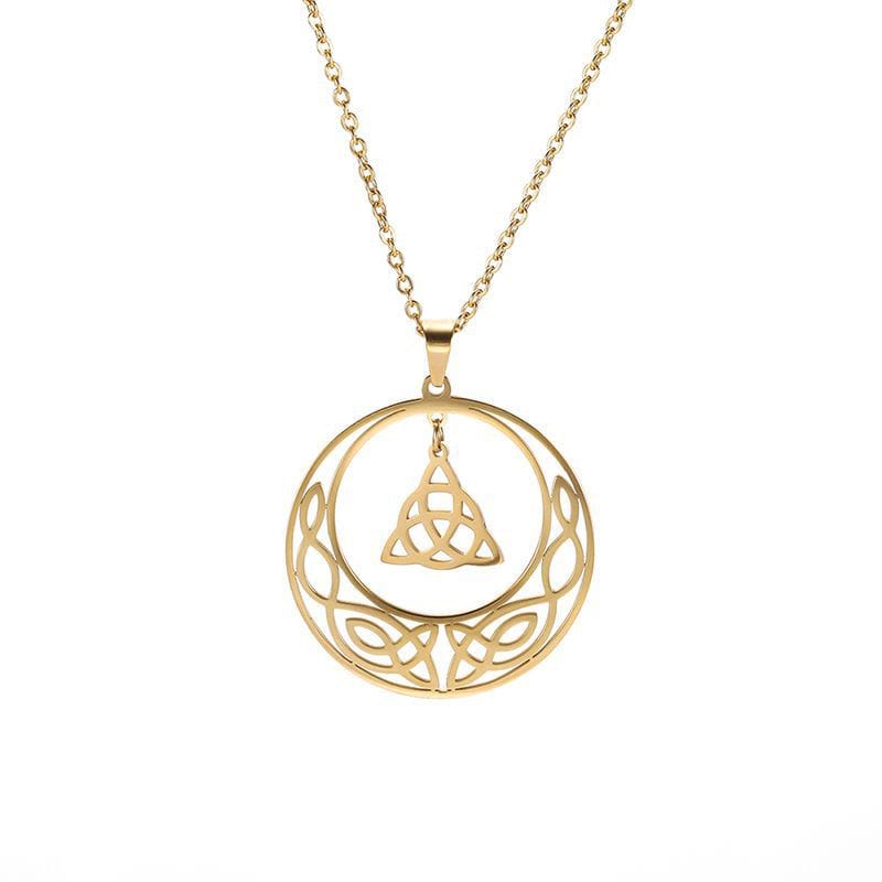 Crescent Moon Triquetra Dangle Necklace