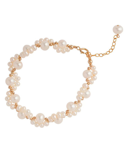 Gold Alloy Kitten Claws Pearl Tassel Charm Bracelet