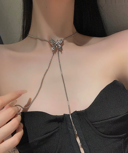 Silk Overgild Butterfly Tassel Necklace