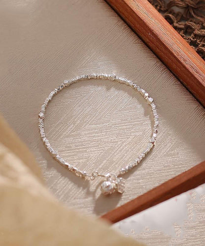 Diy White Sterling Silver Broken Silver Twin Lotus Flowers on One Stalk Charm Bracelet