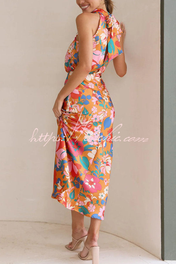 Fascinating Day Halter Neck Elastic Waist Maxi Dress
