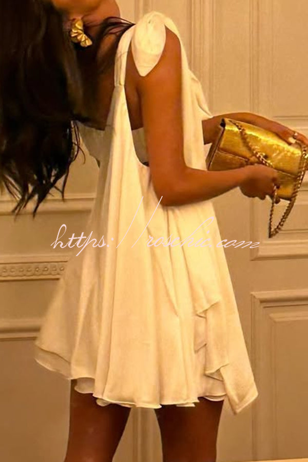 Antari Pleated Tube Top One Shoulder Tie-up Vacation Mini Dress