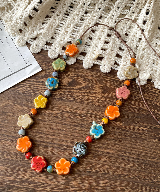 Rainbow Weave Ceramics Gratuated Bead Necklace