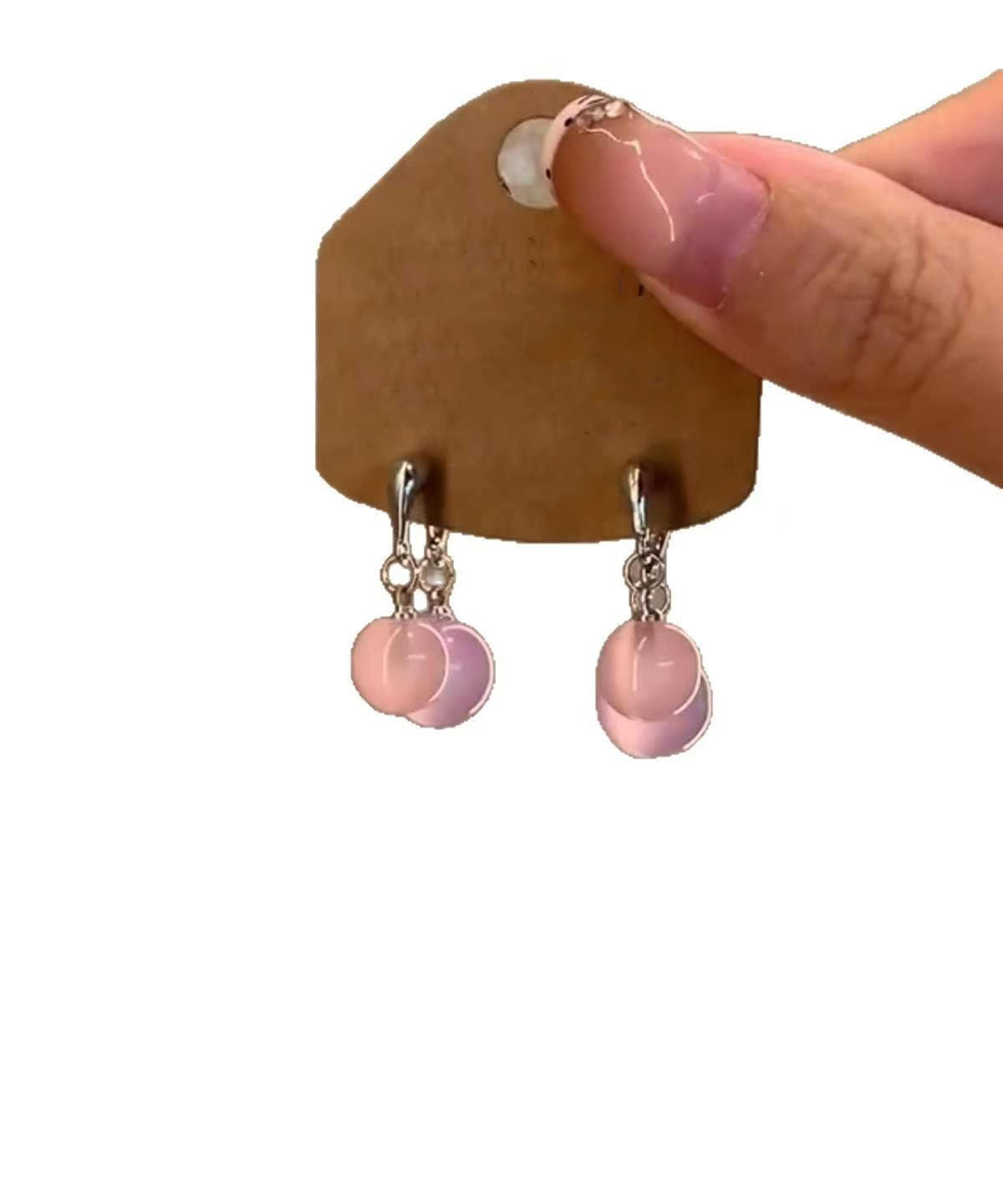 Brief Pink Copper Alloy Resin Hoop Earrings