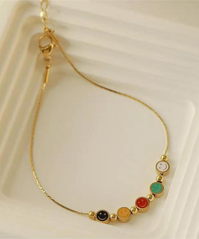 Gold Sterling Silver Overgild Smiling Face Ankle Bracelet