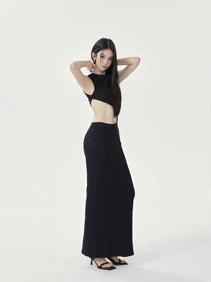 Black Cutout Sleeveless Maxi Dress