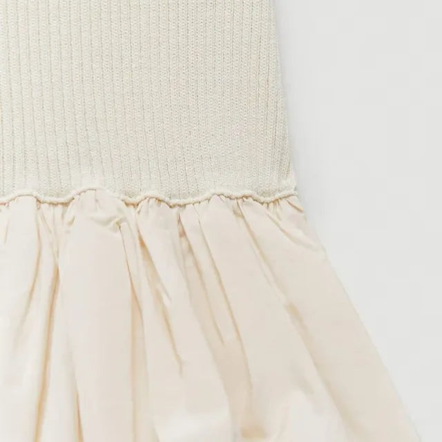 Knit Dress Sleeveless Off Shoulder Splice Folds Mini Dresses Hoilday Slim High Waist Dress Femme New