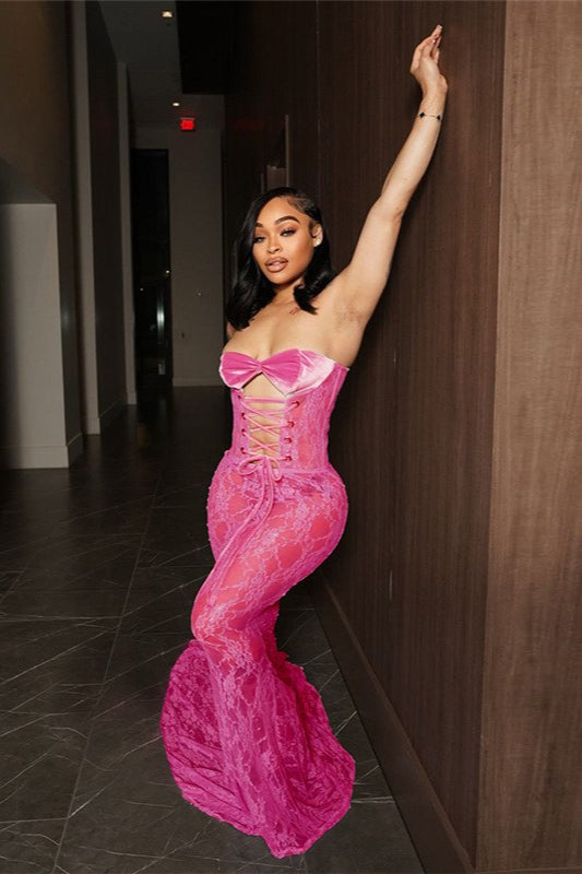 Lace-up Backless Bodycon Maxi Dress