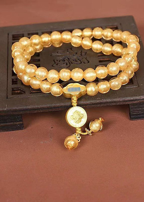 Diy Gold Coloured Glaze Buddha Beads Charm Bracelet