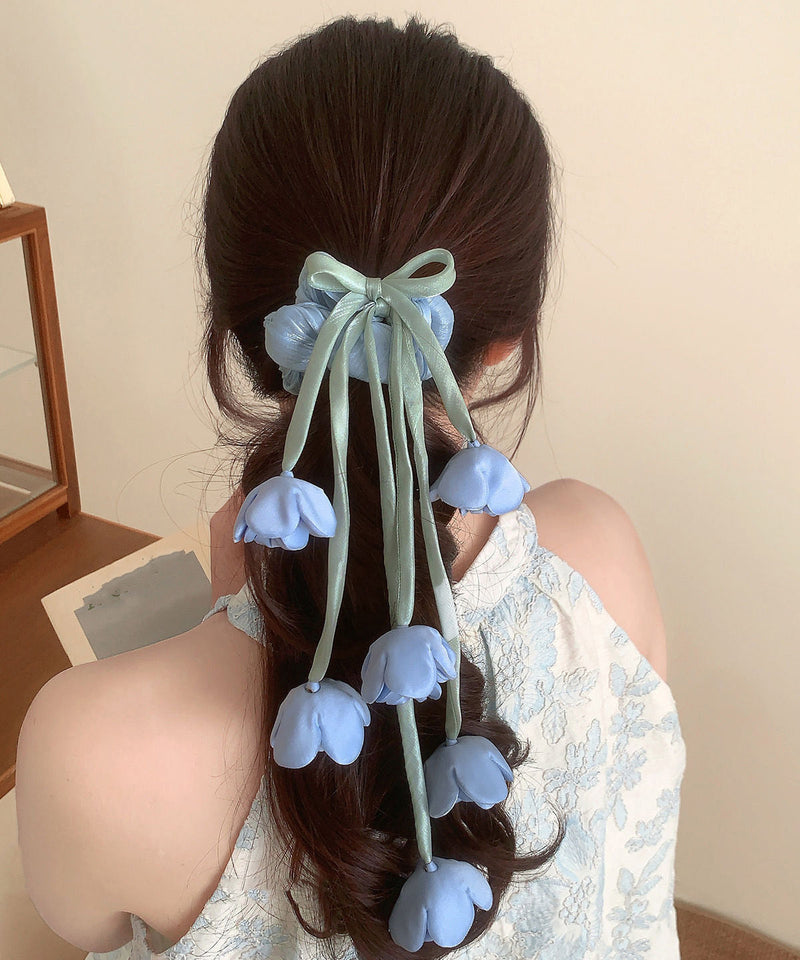 Blue Cloth Tulip Bow Hair Band