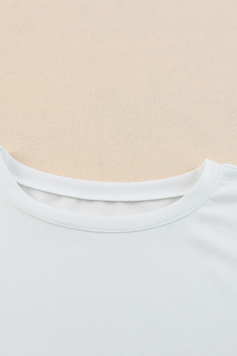 White Color Bubble Sleeve Blouse
