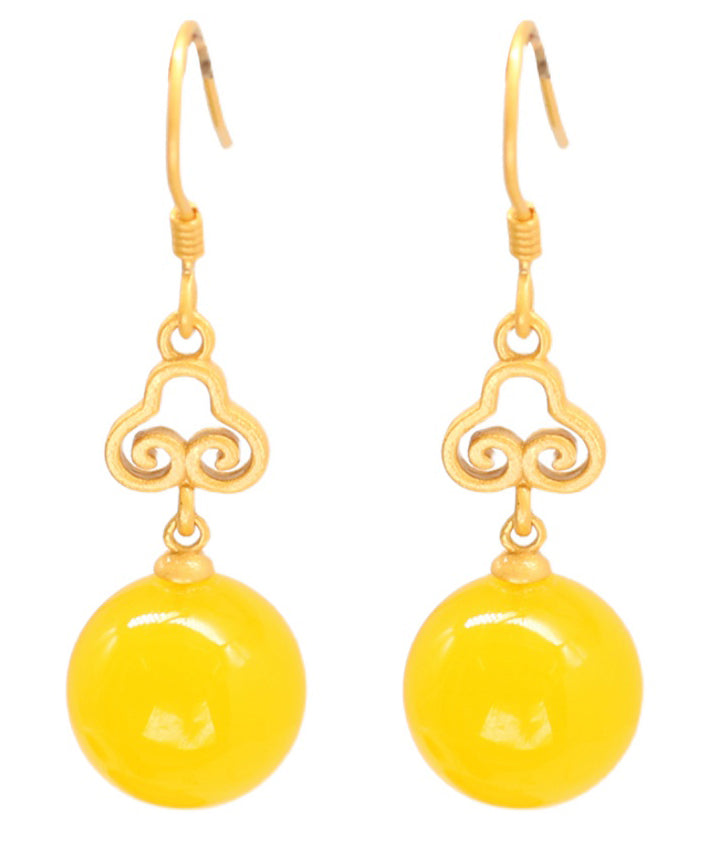 Yellow Sterling Silver Overgild Beeswax Xiangyun Drop Earrings