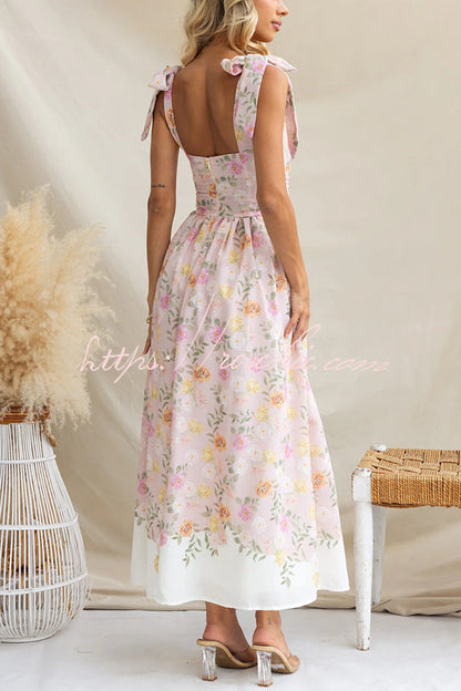 Print Suspenders Slim Maxi Dress