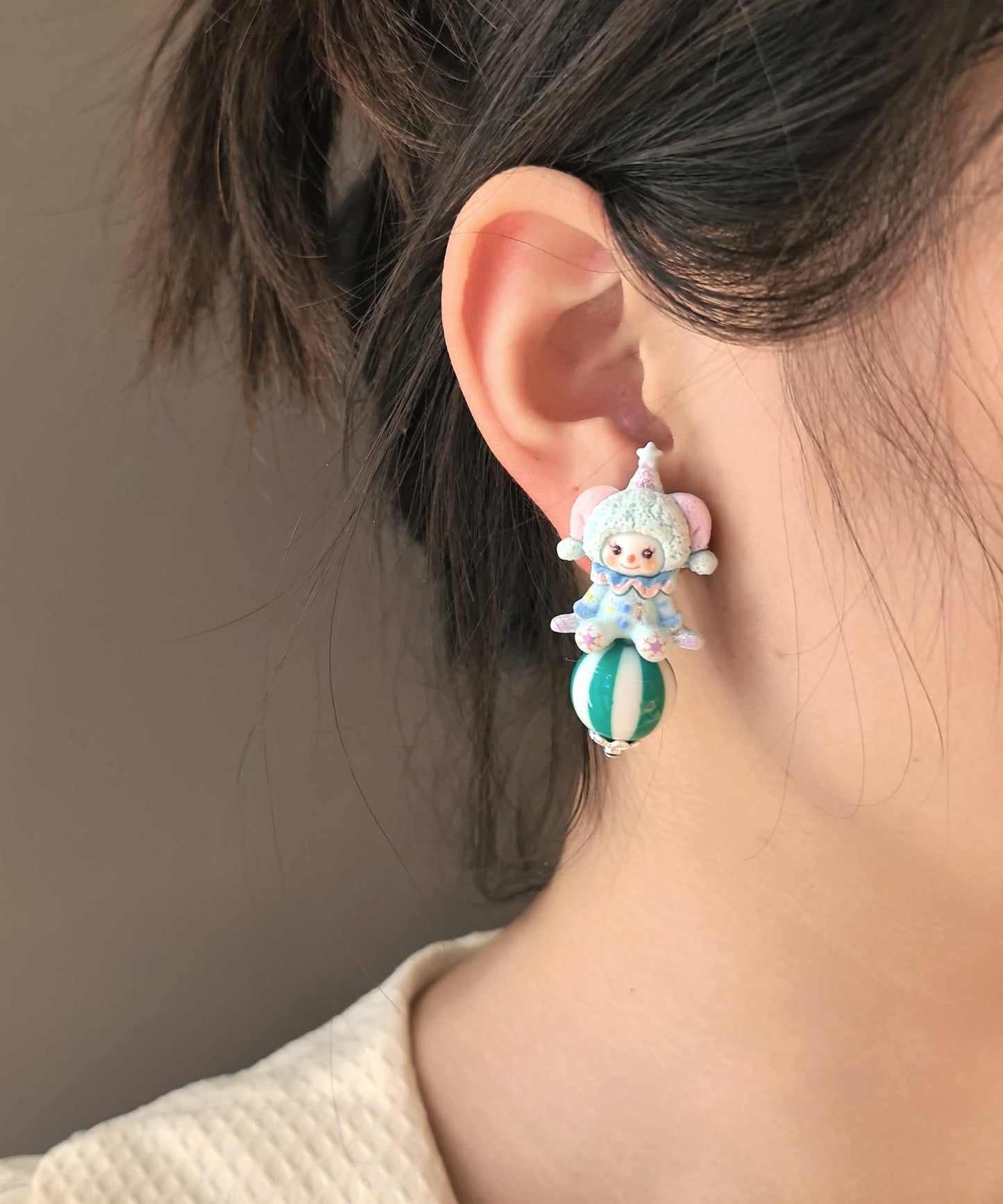 Asymmetrical Alloy Cartoon Doll Stud Earrings