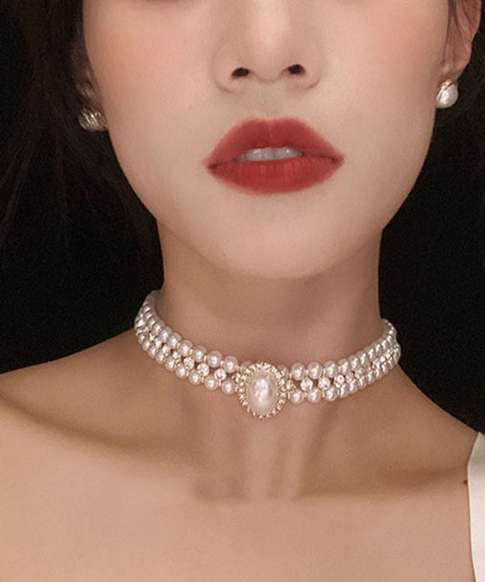 Diy Gold Alloy Inlaid Pearl Zircon Princess Necklace