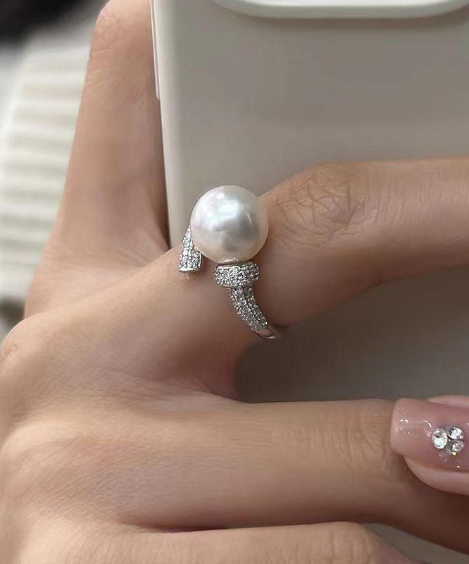 Rings Sterling Silver Zircon Pearl Rings