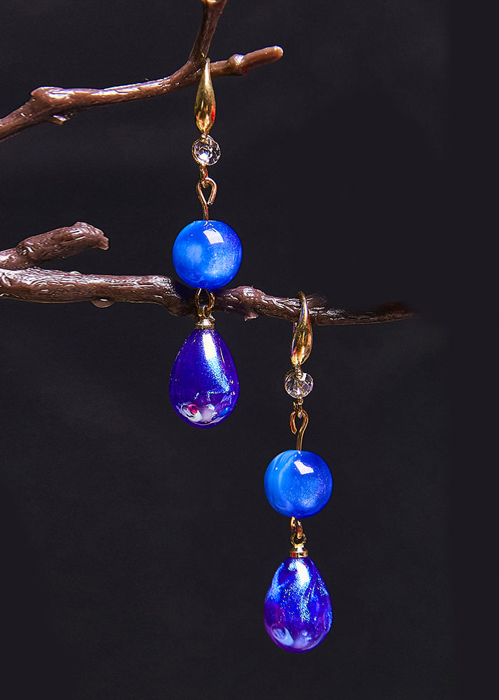 Style Peacock Blue Water Droplet Acrylic Drop Earrings