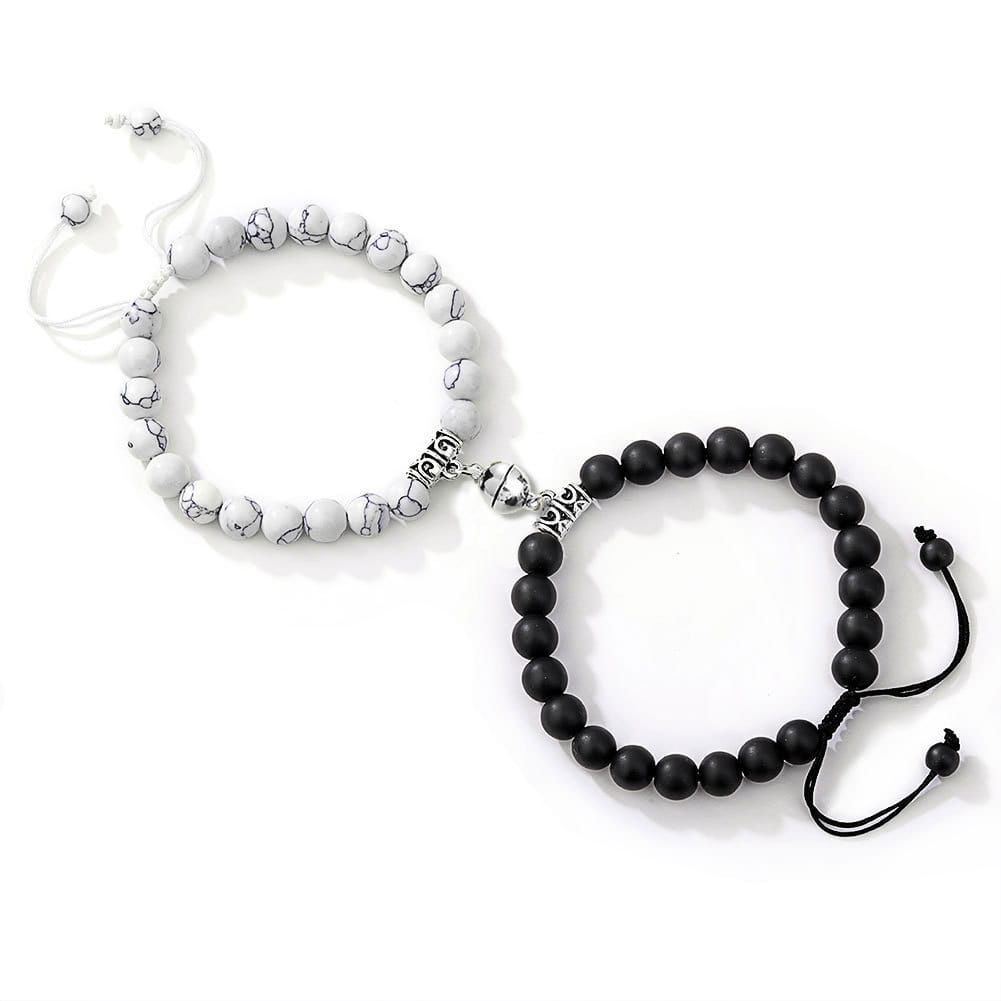 Natural Stone Couple Bracelet Crystal Set (2 Pieces)