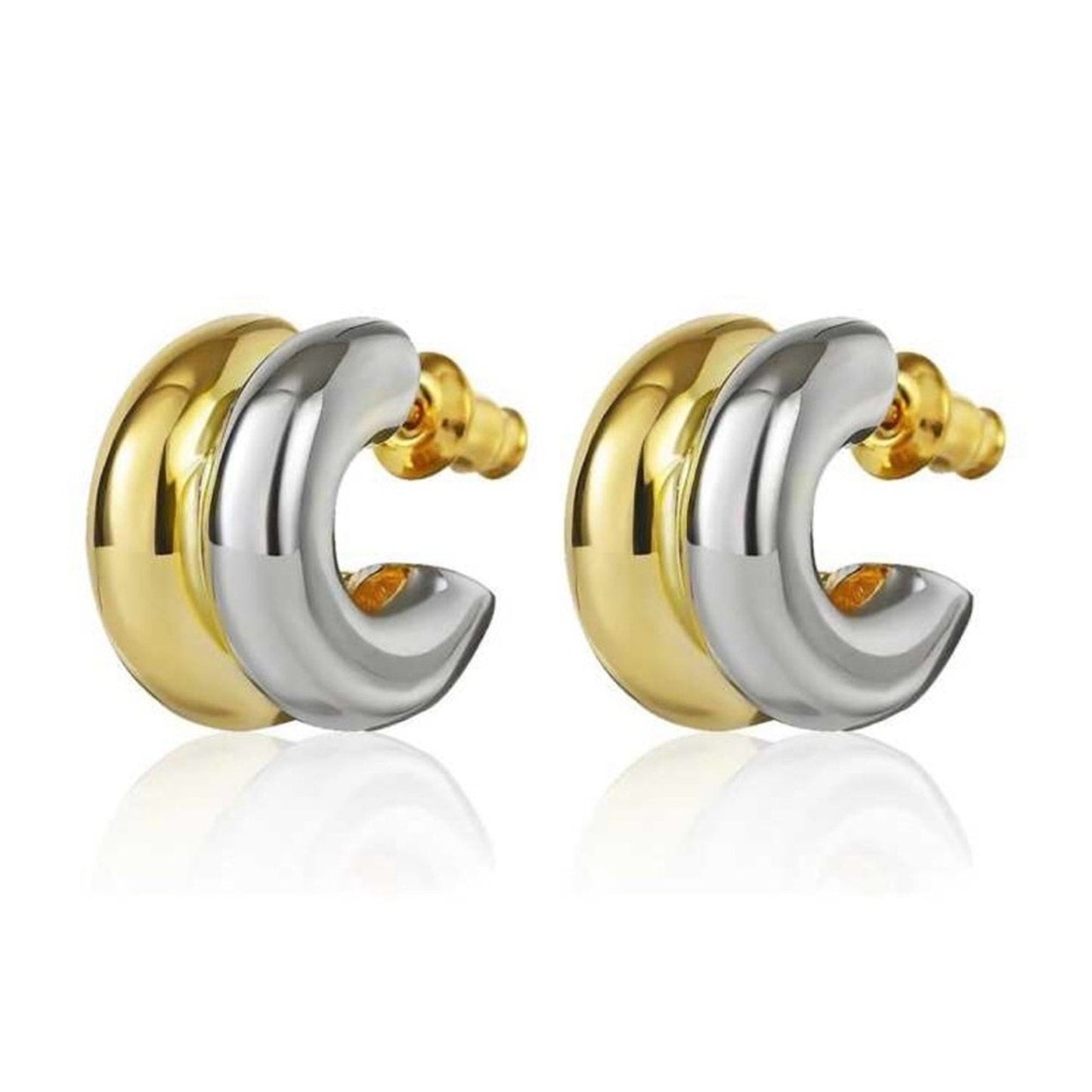 "nina" Two Toned 18k Hoop Earrings