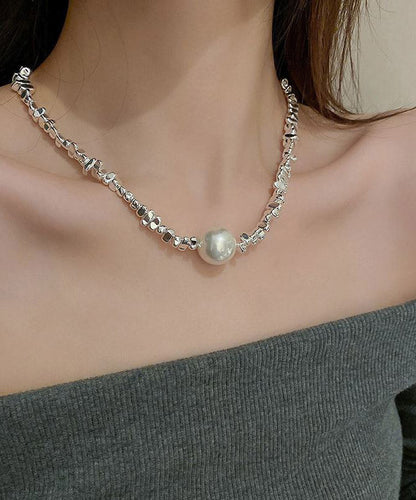 Copper Asymmetricar Geometric Pearl Necklace