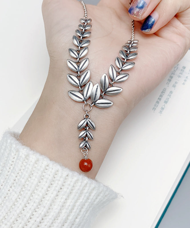 Ear of Wheat Patchwork Silver Pendant Necklace
