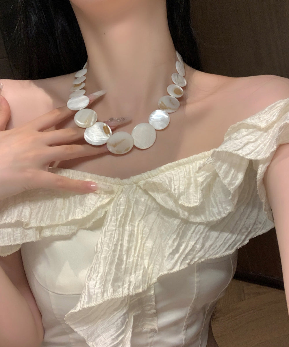 White Alloy Pearl Shell Collar Necklace