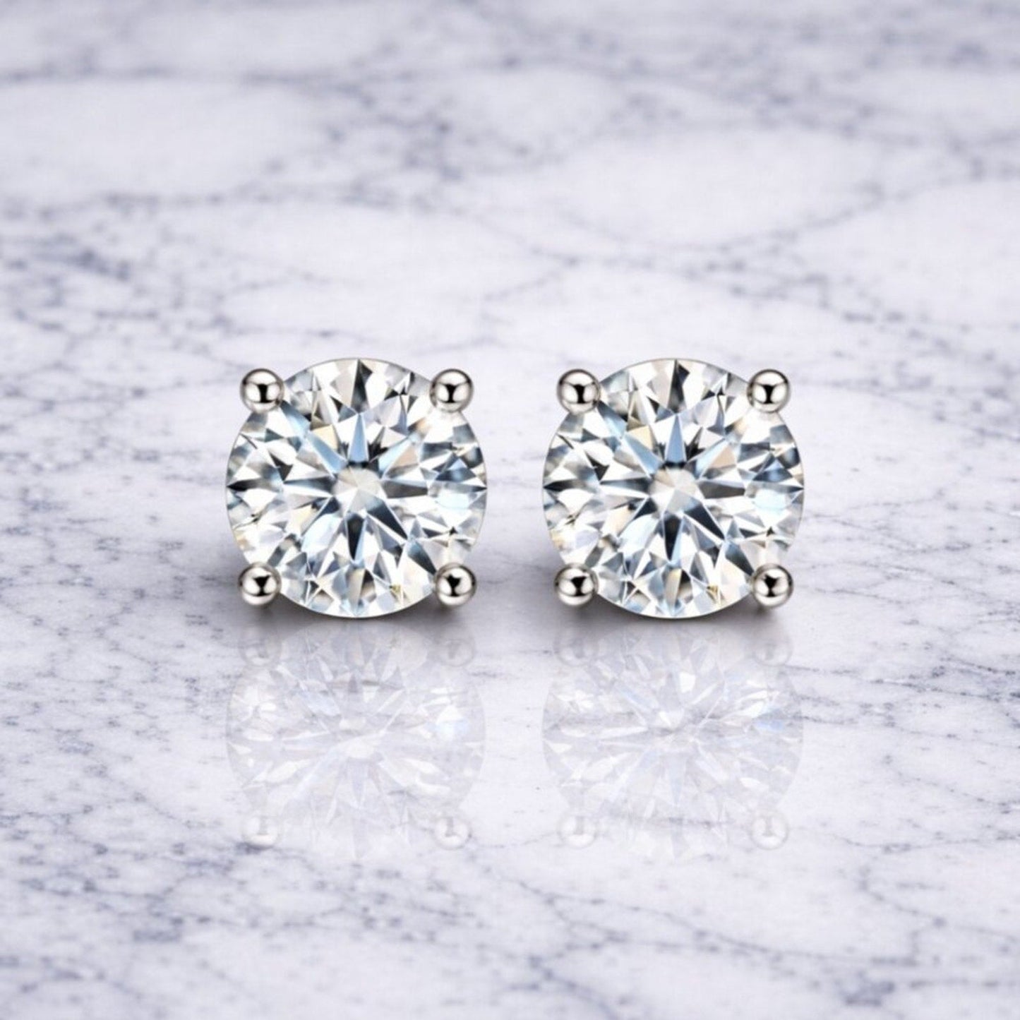 "bentley" 2 Carat Silver Stud Earrings