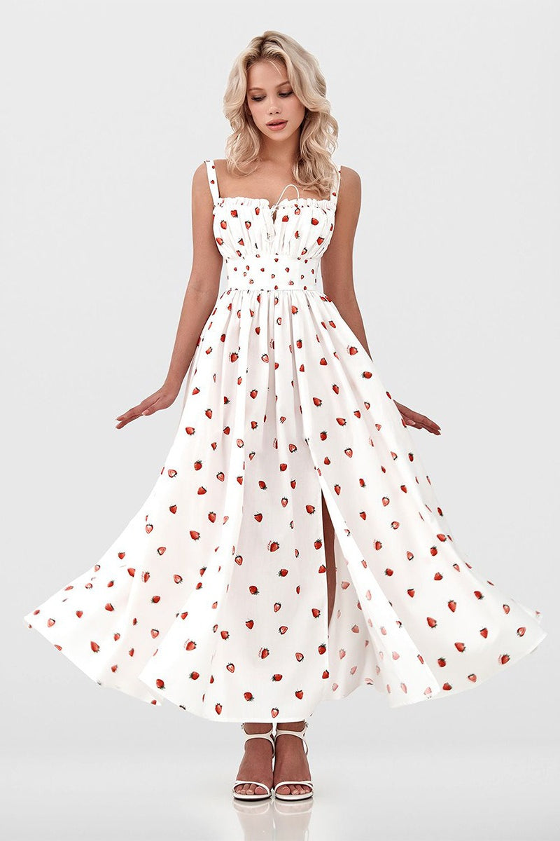 Cami Tie High Waist Slit Midi Dress