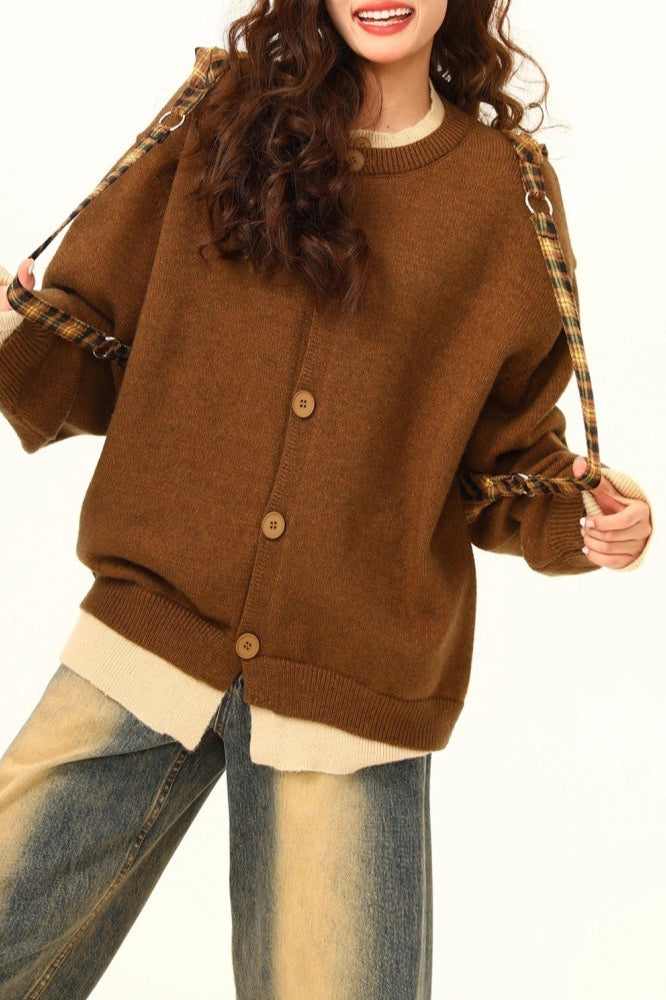 American Retro Fake Two-piece Cardigan