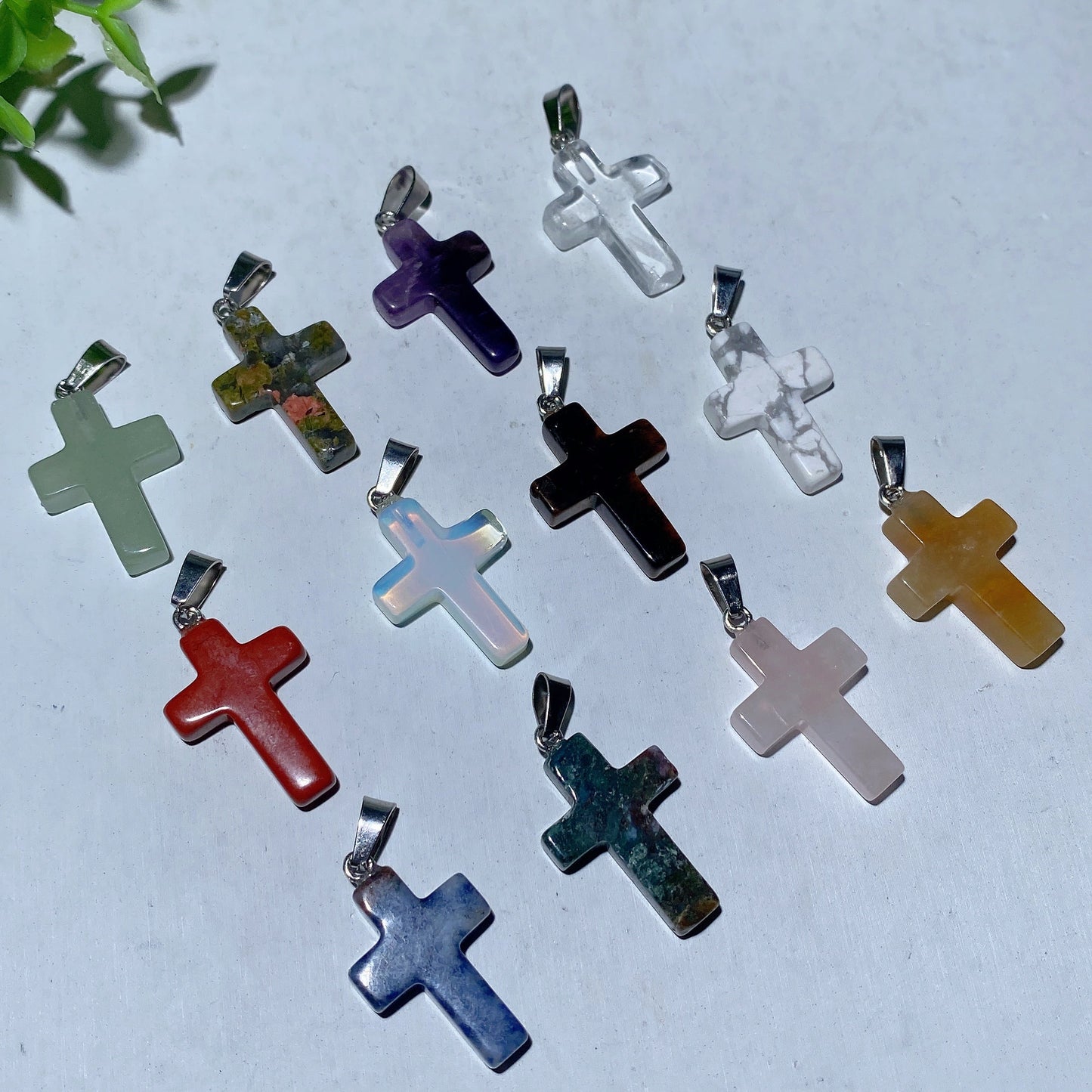 1.0 Inch Mixed Crystal Cross Spiritual Pendant for Healing