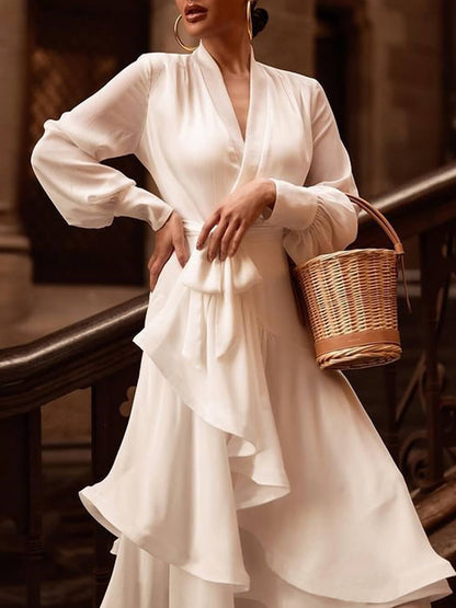 Ruffled Color Maxi Dress