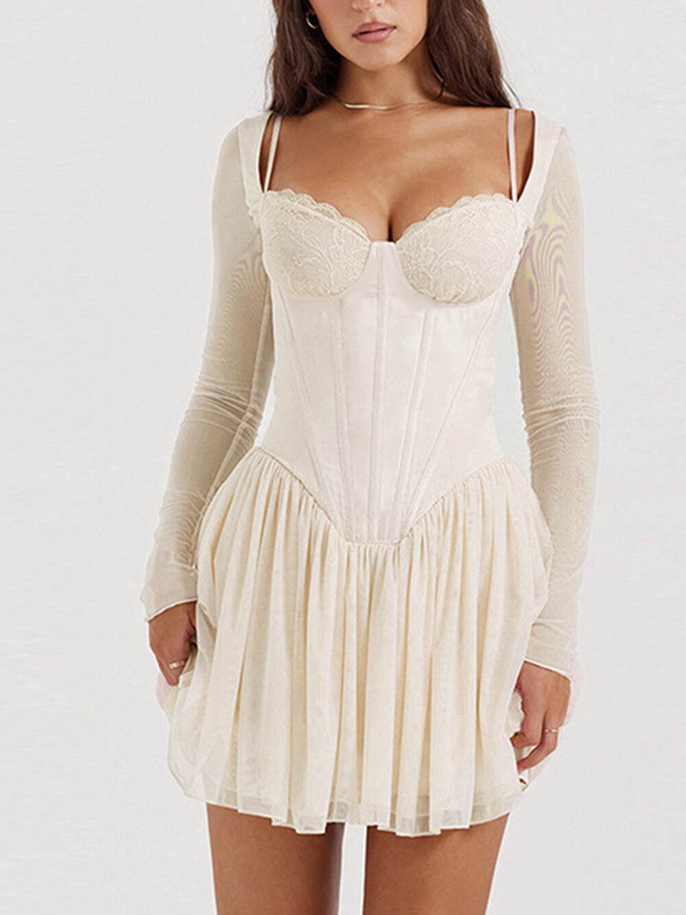Lace Cup a Hem Mini Dress