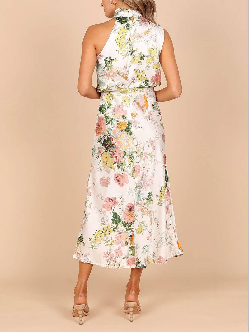 Halter Neck Elastic Waist Maxi Dress
