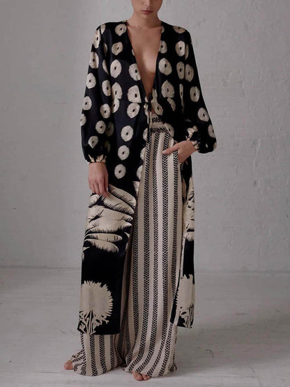 Unique Print Oversized Cardigan Top